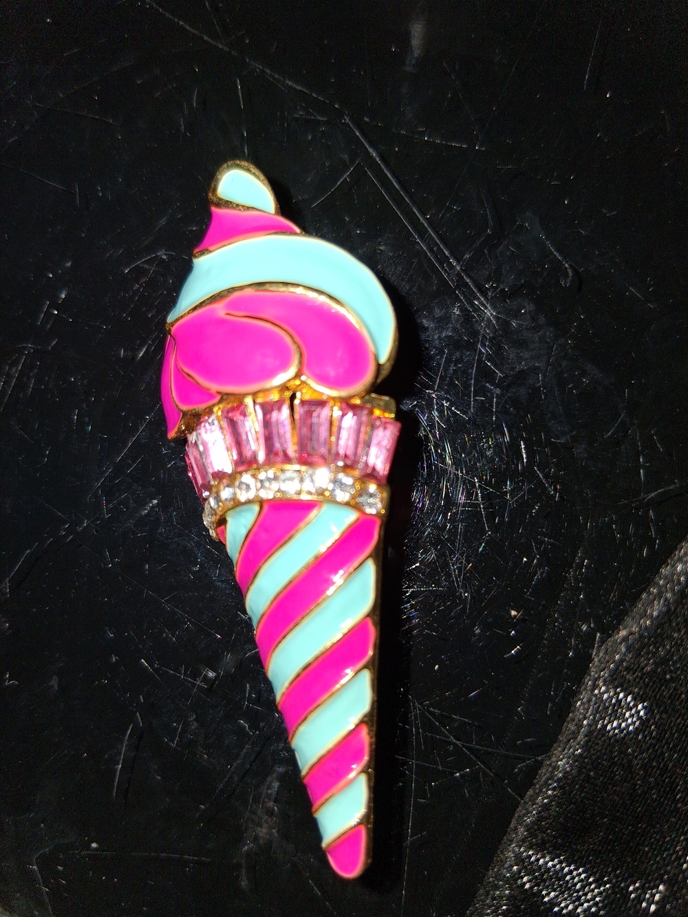 Kids Ice Cream Cone Enamel Pin - Pink & Light Blue